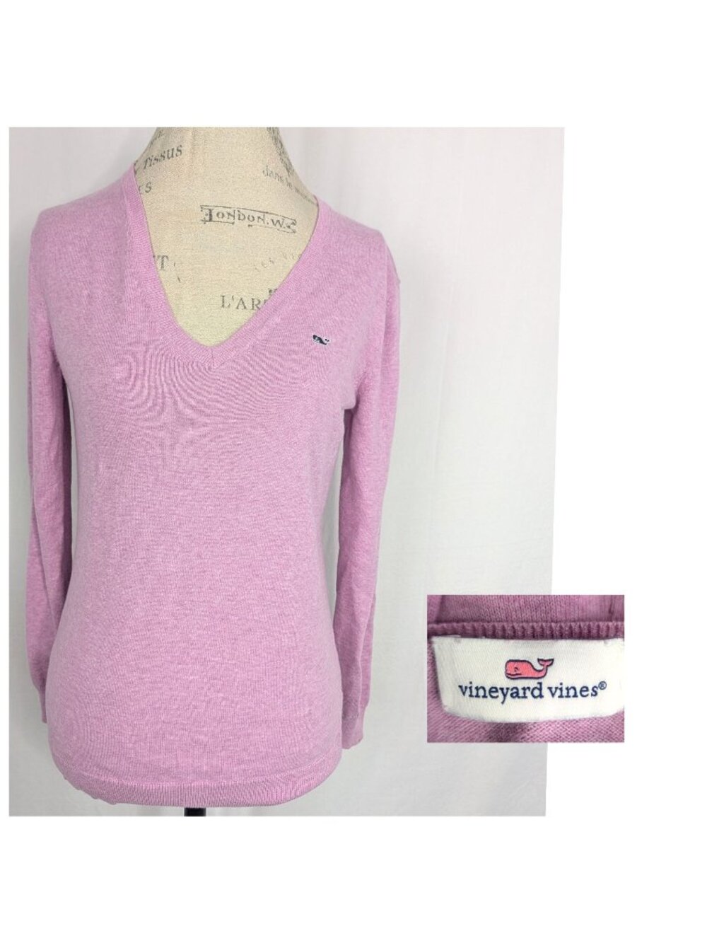 Vineyard Vines Pink Sweater Small V Neck
